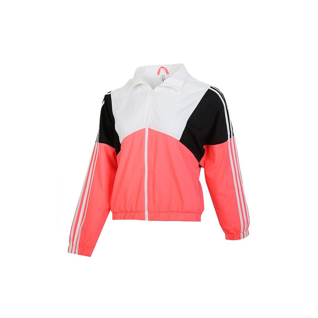Adidas Color Block Casual Hooded Sports Jacket Women Jackets Pink GJ5359