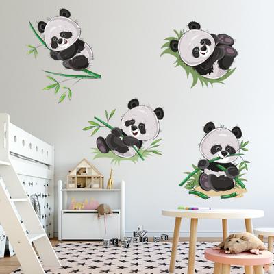 4 Stück Panda-Wandaufkleber, PVC-Aufkleber, Dekoration, langlebig, modisch, für Wohnzimmer, Schlafzimmer, Hintergrund, Partyzubehör