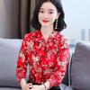 Frühsommer-Blumen-Chiffon-Hemd für Damen, langärmelig, schmale Passform, kurze Bluse, bauchbedeckendes Top, verwestlichtes kleines Hemd für Damen, Frühlings-Top für Damen