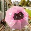 1pc Cookie Cat Automatic Folding Umbrella 8 Rib Iron Frame, Compact Portable Umbrella Suitable for Travel, Daily Use, Birthday, Women & Men Gift 035