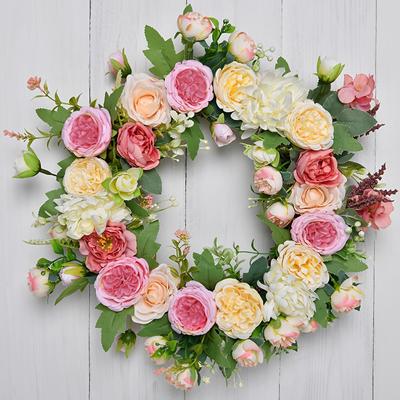 Spring/Summer Peony Flower Wreath: Wedding, Party, and Home Décor Ornament for Doorways and Windows