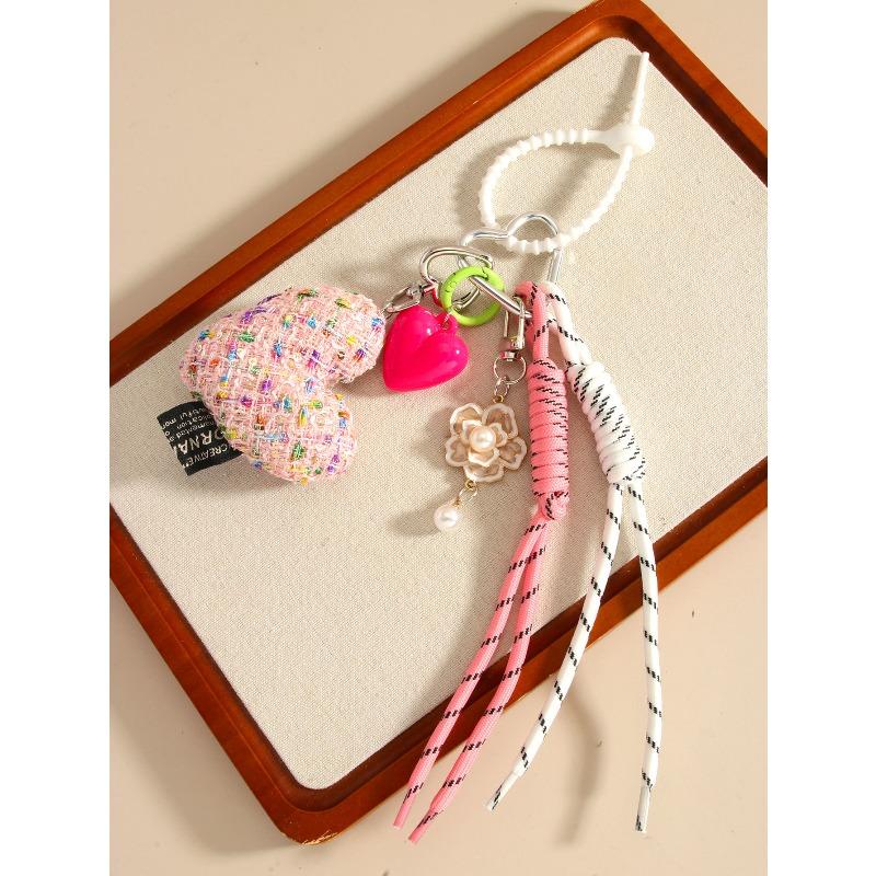 Fashion ins fabric girl love bow woven rope high-end bag hanging pendant wind bag pendant