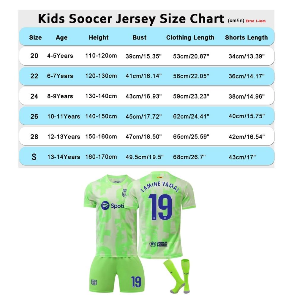 Barcelona Yamal Fußballtrikot Kinder Sportbekleidung Grünes Jugend-Fußballtrikot