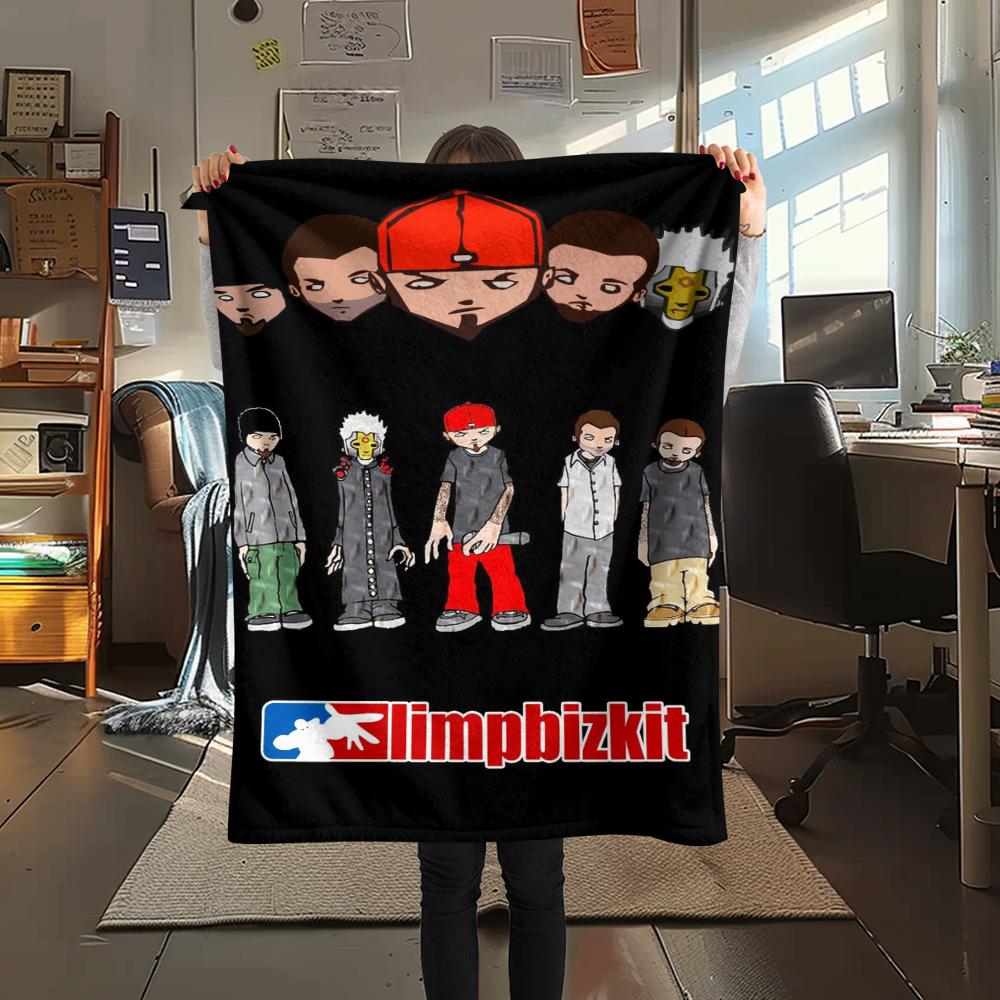 1PC Limp Bizkit Print Flannel Blanket, High Quality Comfortable for All Seasons, Home Decor, Warmth and Comfort, Perfect for Christmas Gifts
