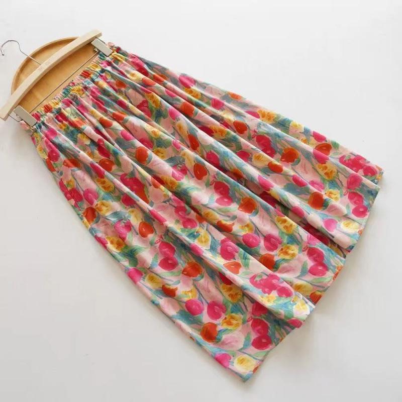 

2025 Retro Vacation Slimming Midi A-Line Skirt for Women XL [126-142]