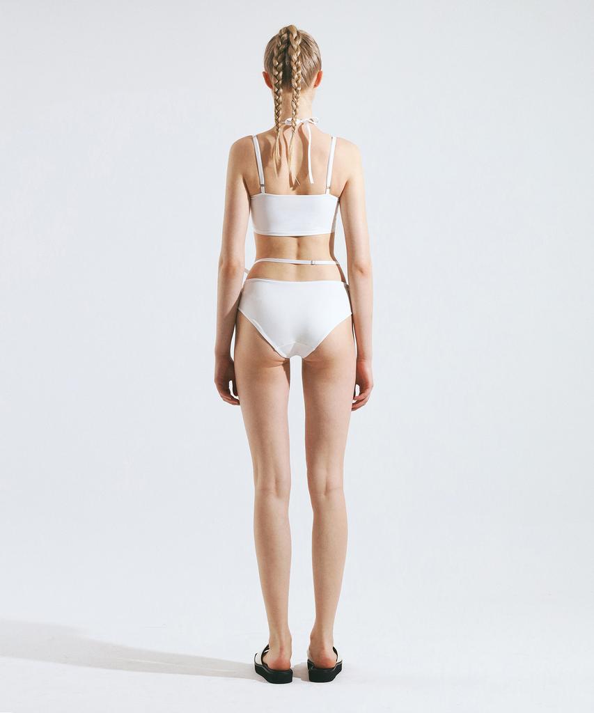 VINAJ Back Ribbon Halter Cone Tube Top Bikini Bra (White)