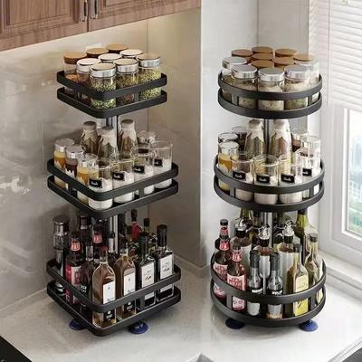 360 ° drehbarer Gewürzglas-Organizer, multifunktionales Gewürzregal, Küchensalz-Aromabehälter, Aromatank-Regal