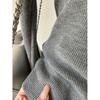 High-end front shoulder knitted sweater women's spring and autumn slim-fitting and thin long-sleeved bottoming top temperament soft waxy sweater