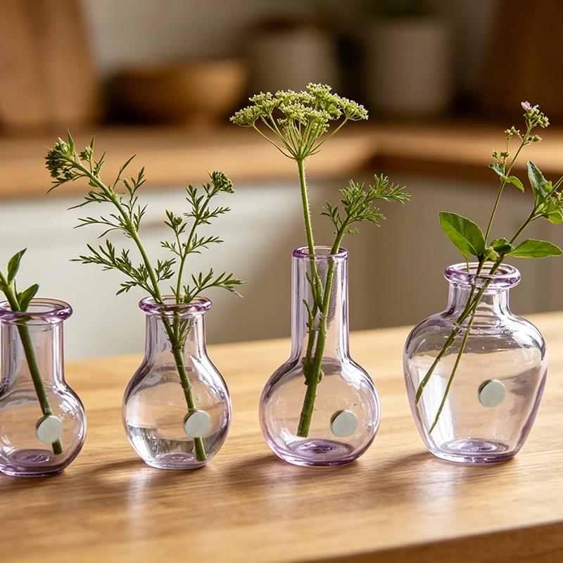 Mini Glass Vase Fridge Magnet 3D Micro Landscape Decorative Plant Pot Magnet For Refrigerator Kitchen Living Room Ornament