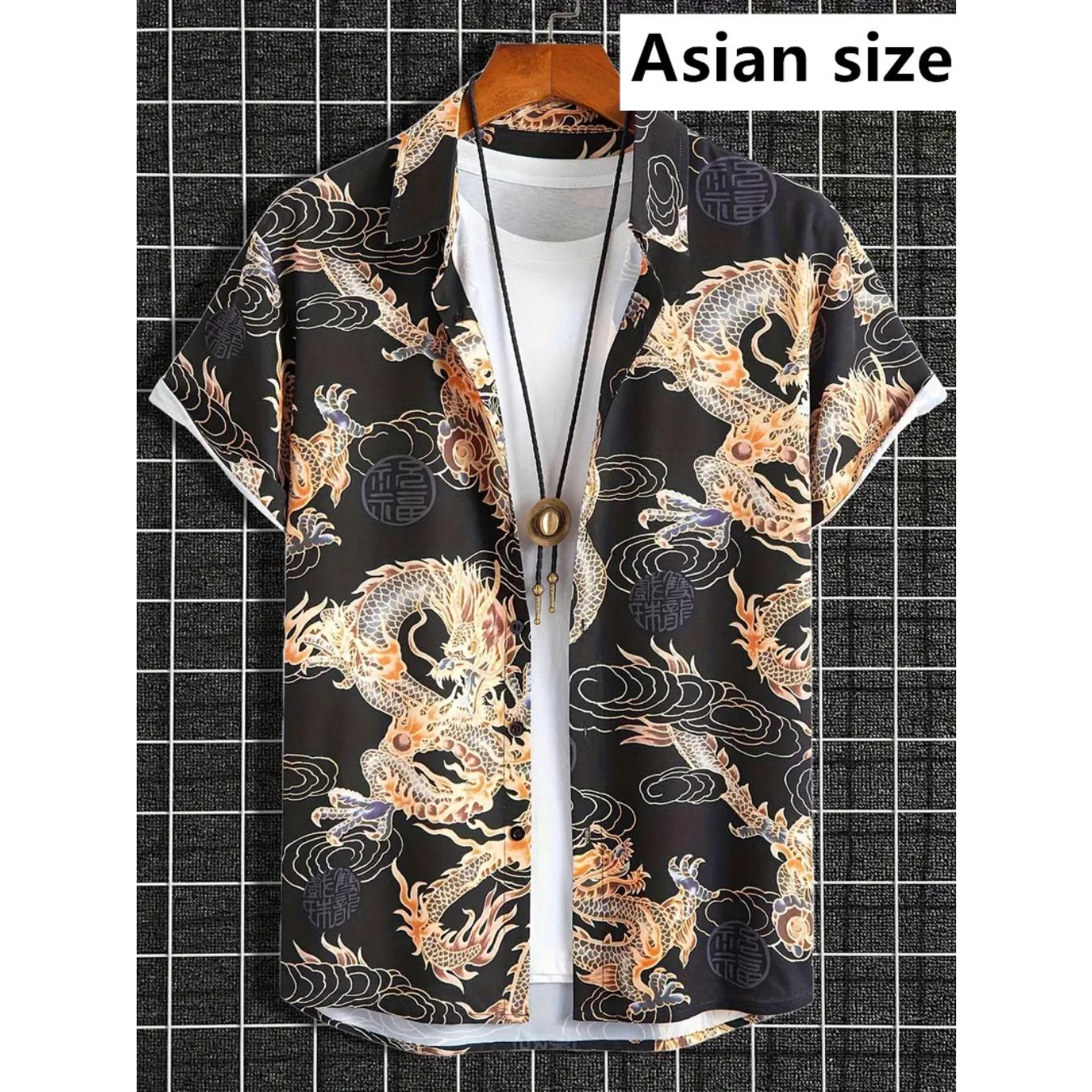 Dragon Tiger Graphic 3D Printed Men s Hawaiian Shirts Summer Chinese Style 2026 New Fashion Streetwear XS