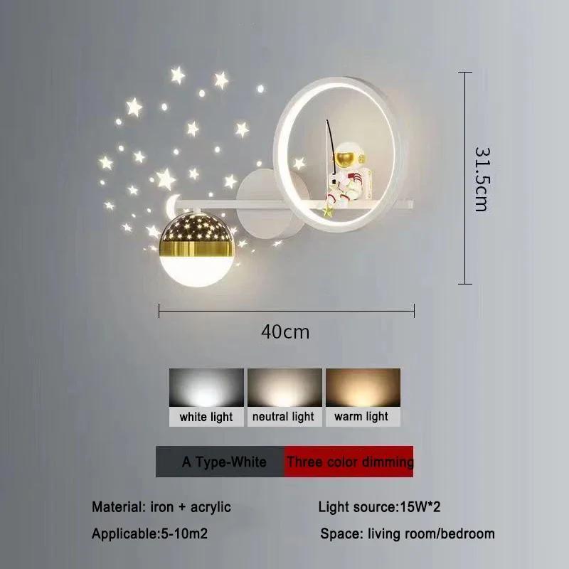 Modern Children Wall Lamp LED Star Projector Decorate Kids Wall Light Bedroom Space Creative Astronaut Sconces Indoor Lighting