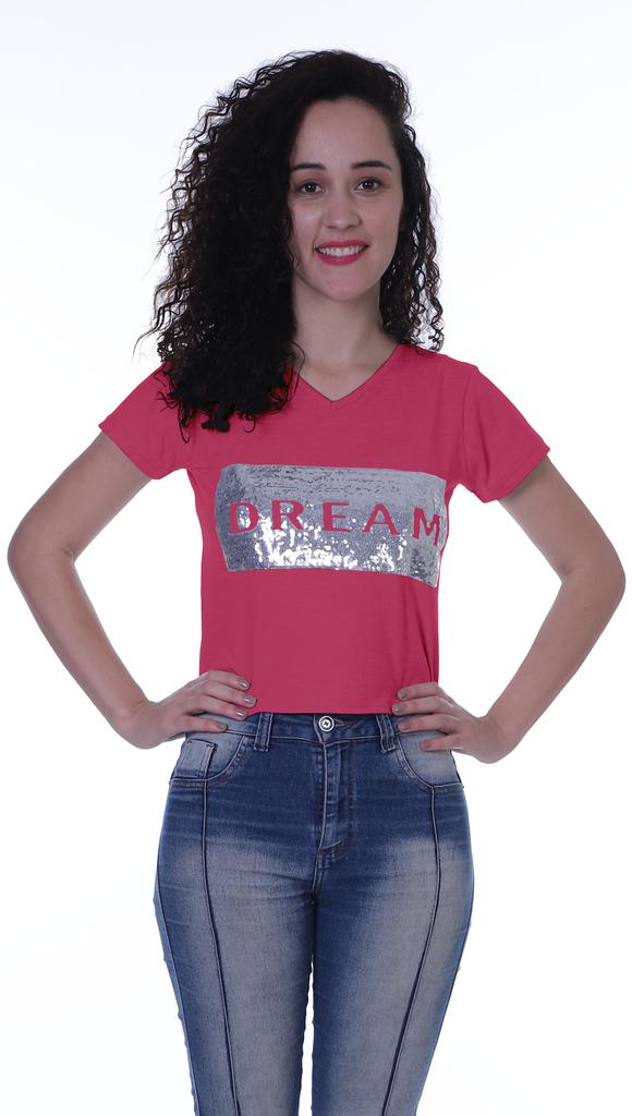 Moomaya Womens Short Sleeves V Neck Tshirt Top w  Sequin Patch ShortTee Summer