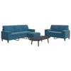 VidaXL 3-piece Sofa Set with Cushions and Bolsters Blue Velvet 3278430