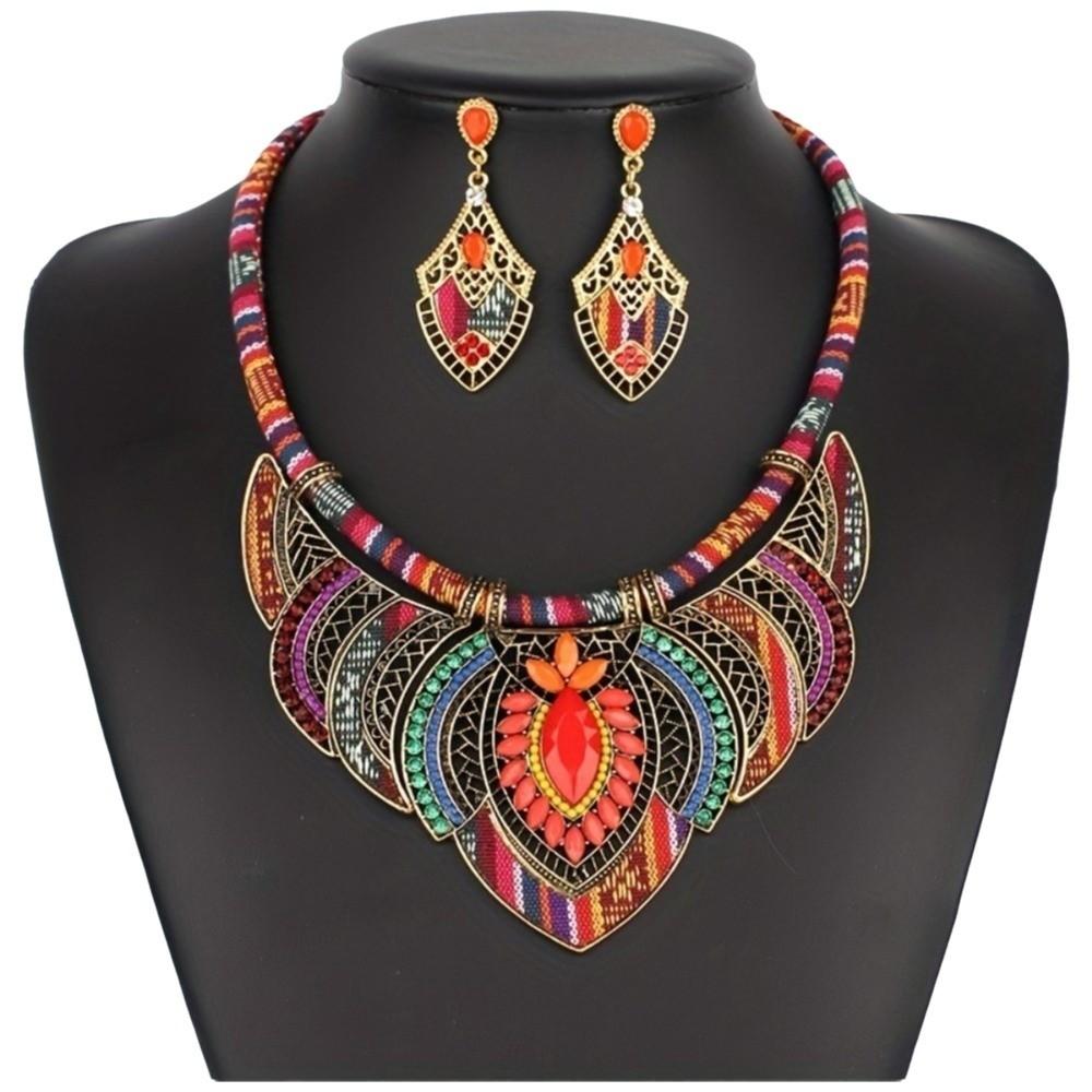 3Pcs/Set Braided Rope Indian Choker Ethnic Style Leisure Necklace Fashion Bohemian Necklace  Ladies