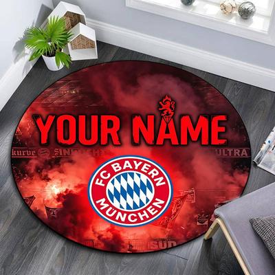 Custom Name,FC Bayern Munich Pattern Round rug,Carpet Rug for Living Room Bedroom Playroom ,Non-slip Floor Mat,Holiday Gifts and Birthday Gifts.