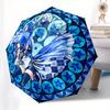 Blue Fantasy: Stained -Inspired ArtworkUmbrella, Portable 3-Fold Compact Umbrella for Men & Women Gift