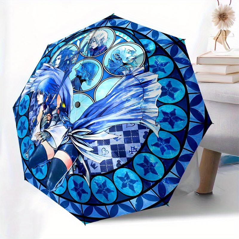 Blue Fantasy: Stained -Inspired ArtworkUmbrella, Portable 3-Fold Compact Umbrella for Men & Women Gift