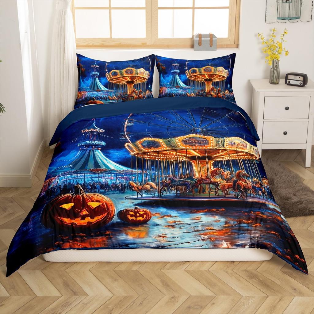 Happy Halloween Duvet Covers Queen King Size Lightweight Quilt Cover With 2 Pillowcases Horror Themed Bedding Sets No Comforter