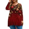 Women's Fashionable Casual Long Sleeved Plus Size  Print Top Plus Size Floral Print Top