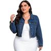 Plus Size Women's Retro Denim Jacket - Versatile European and American Style