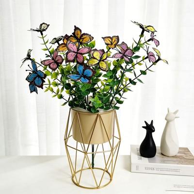 New 3D Printing Artificial Butterfly Flowers Multi-Bloom Pink Artificial Faux Plants Plastic Fake Flower Indoor Decoration