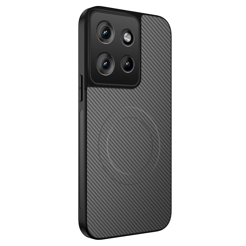 

For Motorola Edge 50 5G Case Compatible with MagSafe WANLONFENG TQ Series Carbon Fiber Texture PC TPU Phone Cover Grey