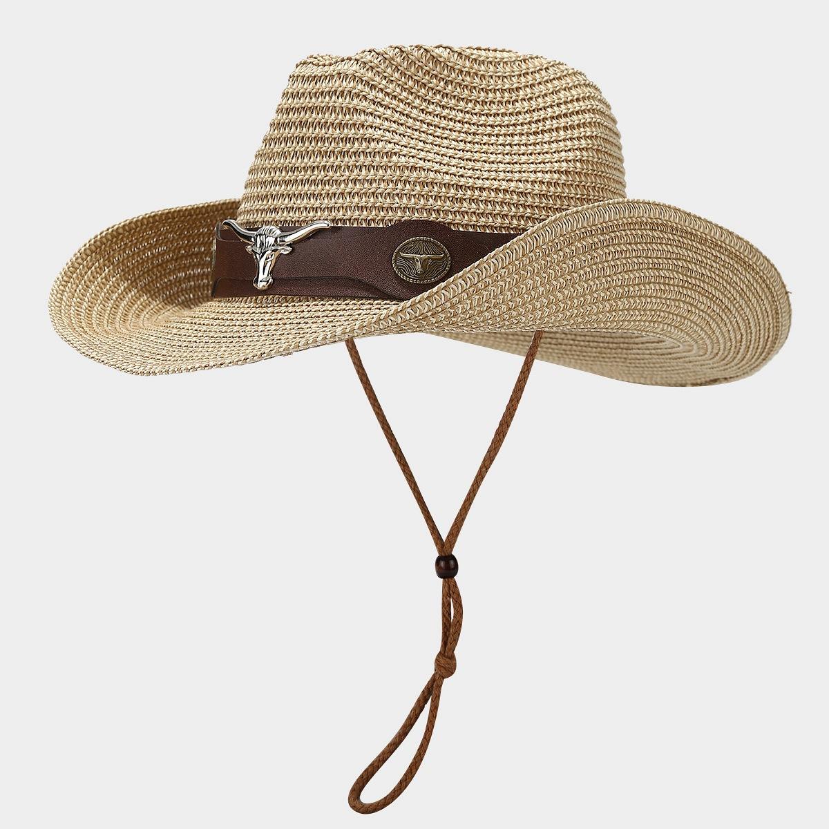 

Женская соломенная шляпа Европейская и американская ковбойская соломенная шляпа для отдыха на открытом воздухе Защита от солнца one size хаки