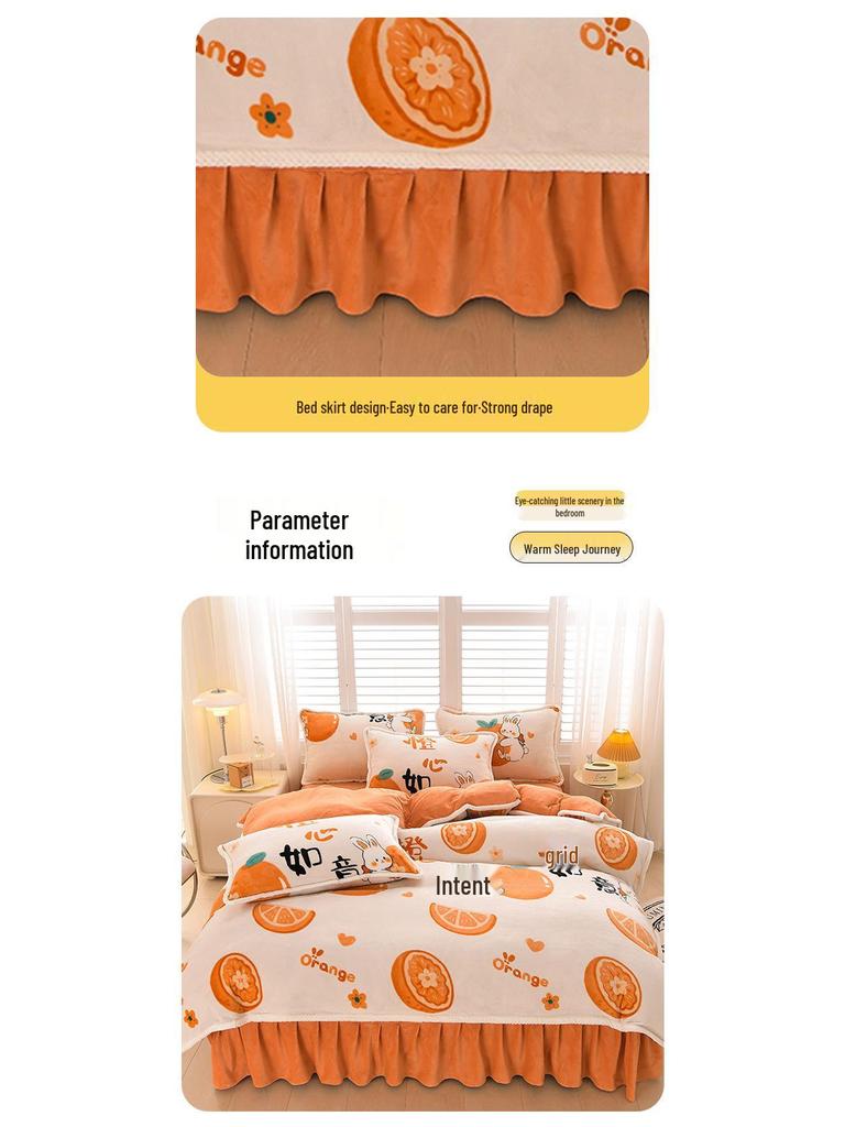 2025 Milch-Samt-Flanell 4-teiliges Set: Bettbezug aus Korallenfleece Klasse A