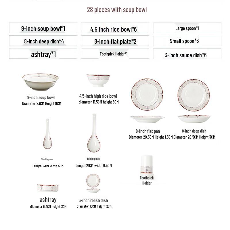 Qianhua Zhike Jingdezhen Ceramic Dinnerware Set
