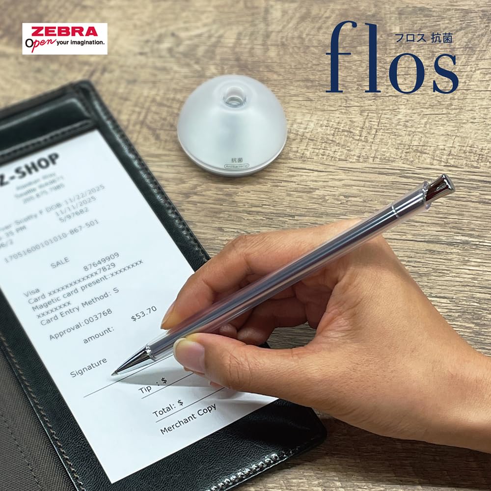 Zebra Desk Pen Glass Floss, Antibacterial, 0.7mm, Black, P-BA117-GBK