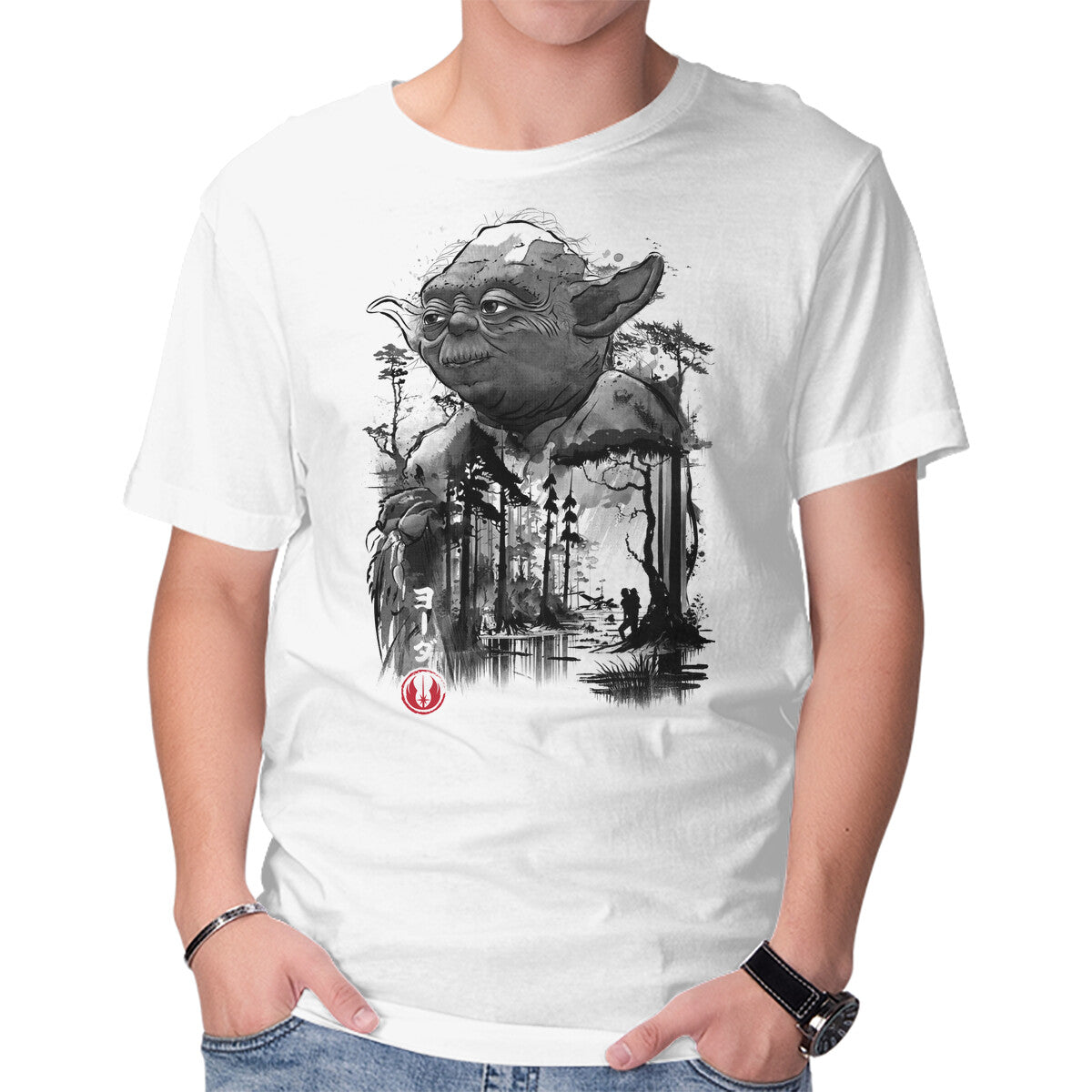 Unisex Crew Neck T-Shirt The Master In The Swamp Sumi-e Graphic Short Sleeve Casual Tee XL