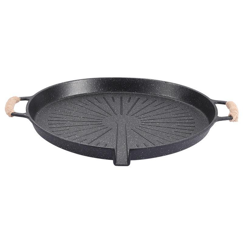 Antihaft-Runde Aluminium-Grillpfanne Tragbar für Outdoor-Camping Haushalt Grillen Backen