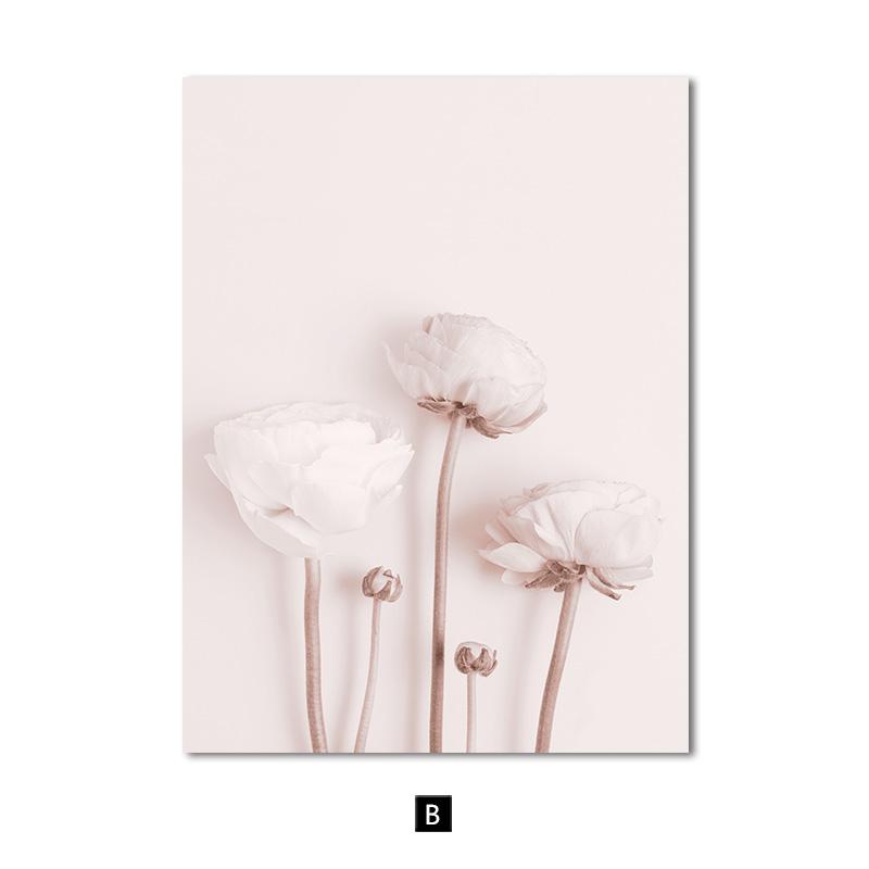 

Скандинавский плакат с розовыми и белыми цветами, лист, растительный принт, холст, художественная роспись, настенные фотографии, современное украшение для комнаты для девочек, домашний декор 30x40cm No Frame