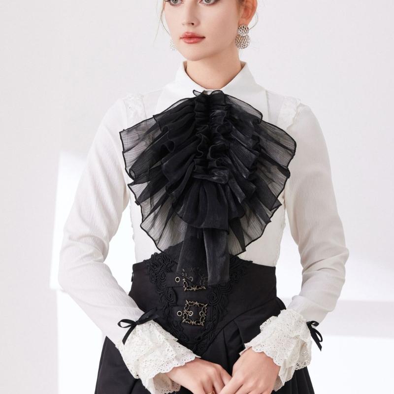 Elegant French Style Detachable Flouncing Collar With Layered Ruffle For Women Daily Outfit And Occasion