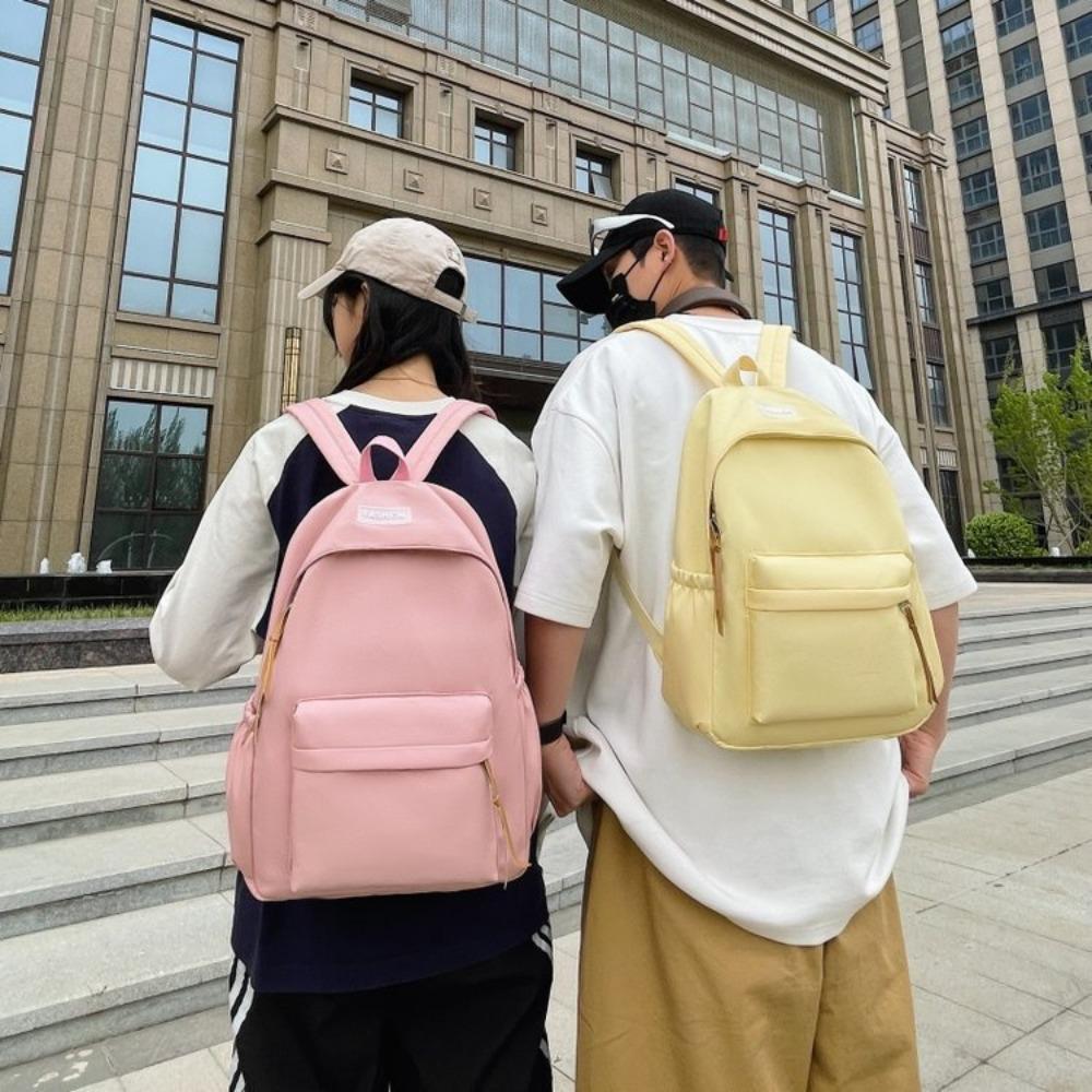 School bag backpack solid color versatile primary and secondary school student bag can be printed college style women's backpack