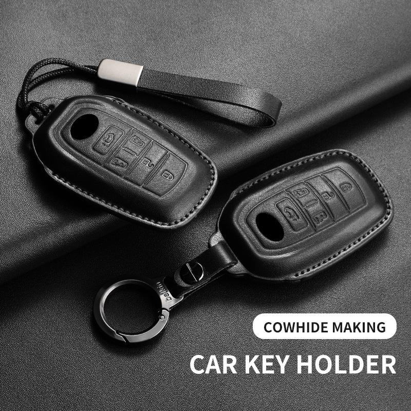 Leather Car Key Case Cover Shell For Toyota Alphard Crown Vellfire Previa Car Shell Keychain Anti-Scratch Protecter Accessories