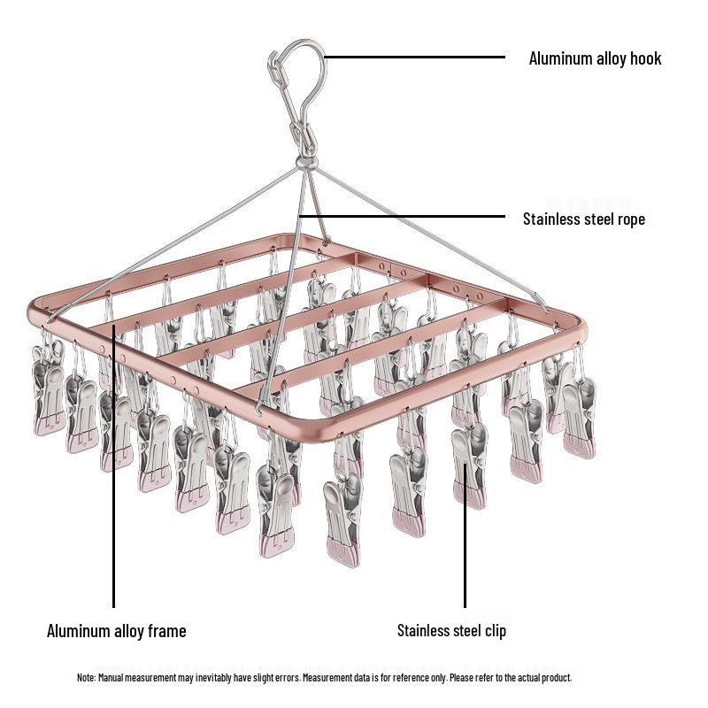 Aluminum Alloy Multi-functional Clothes Drying Rack with Clips for Balcony Storage
