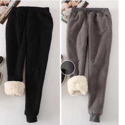 Women Trousers Warm Thick Velvet Cashmere Harem Pants Women Elastic Waist Sweatpants Fleece Pants