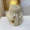 Designer Polka Dot Bow Streamer Pearl Top Hat Women's Atmosphere Seaside Vacation Sun Hat Straw Hat