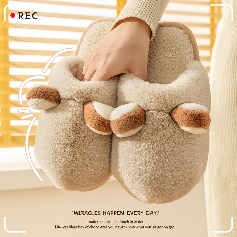 

Хлопковые тапочки женские зима 2025 новые домашние комнатные толстая подошва нескользящие милые плюшевые осенние парные тапочки женские 36-37 [Suitable for 35-36 feet]