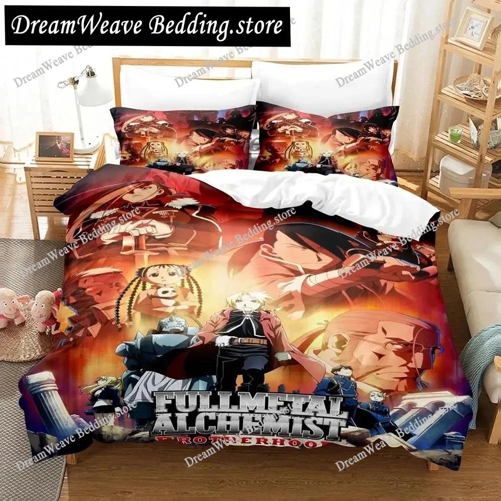 New Anime Alchemist Bedding Set Single Twin Full Queen King Size Bed Set Aldult Boys Bedroom Duvetcover Sets Anime Bed Sheet Set
