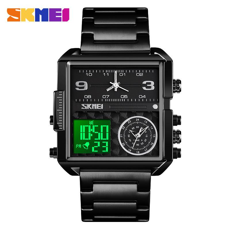 SKMEI Men's Quartz Movement Watches 3 Times Multi-functional Men Sports watch Top Luxury Brand Military Digital Wristwatch reloj