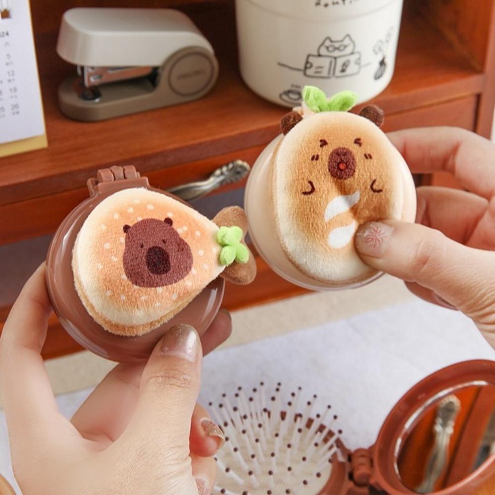 Lightweight Folding Makeup Mirror Small Size Air Cushion Massage Comb  Outdoor Use