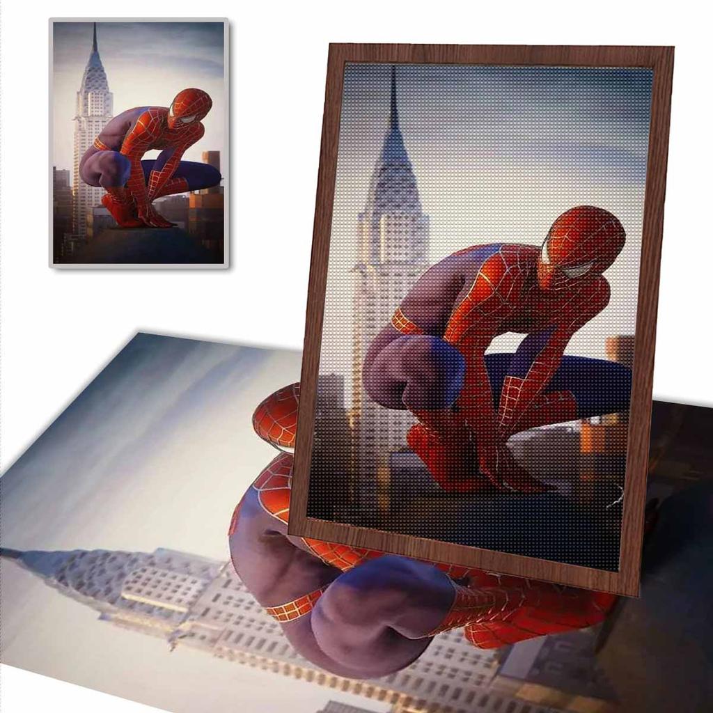 Full Round Diamond Painting Spider-man On The Tall Building Art Rhinestone Picture Mosaic DIY 5D Cross Stitch Embroidery Home Decoration