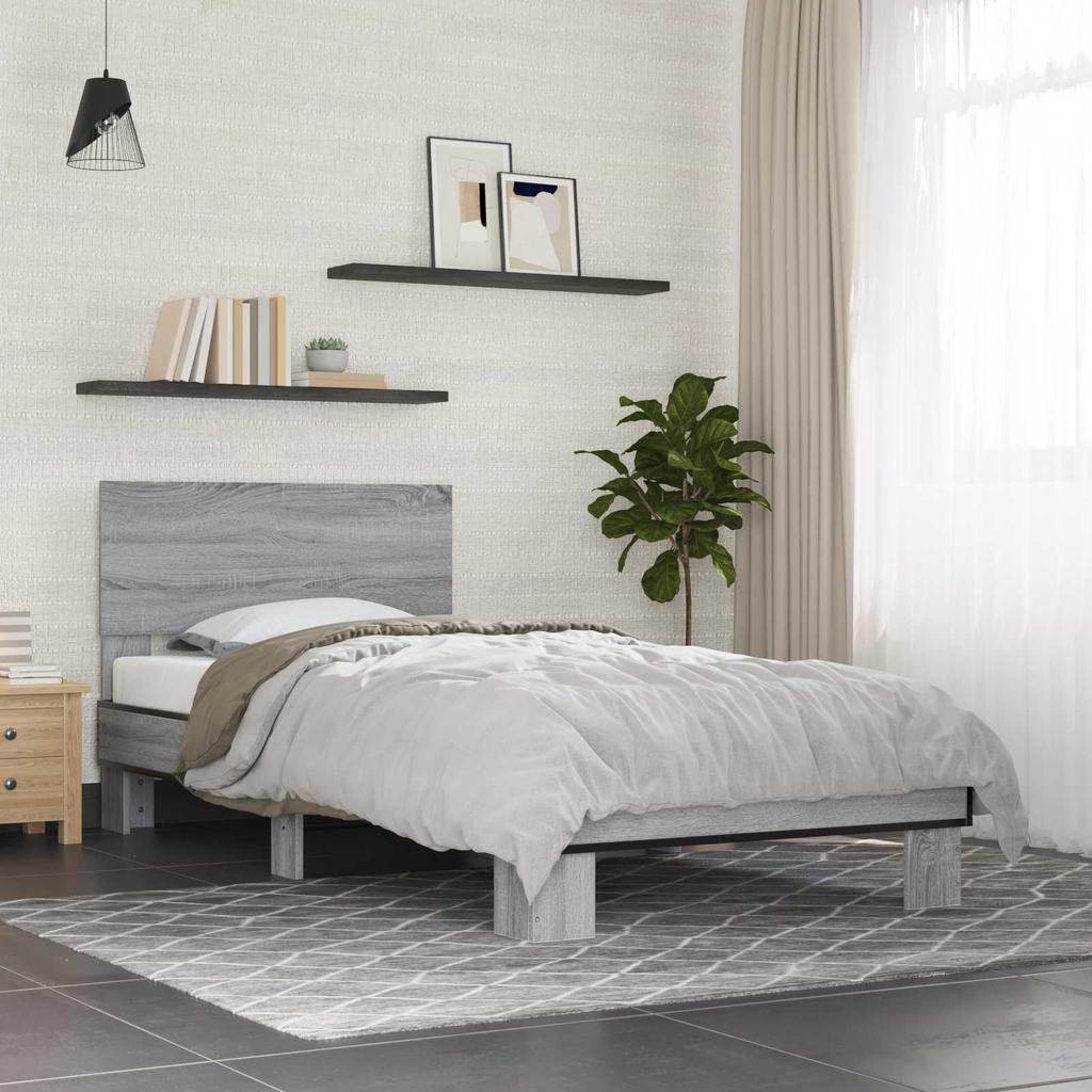 Bed Frame with Headboard Grey Sonoma 80 x 200 cm Engineered Wood