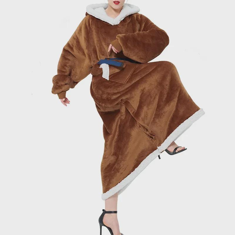 Cozy Hooded TV Blanket: Warm Fleece Pajamas & Robe for Autumn/Winter