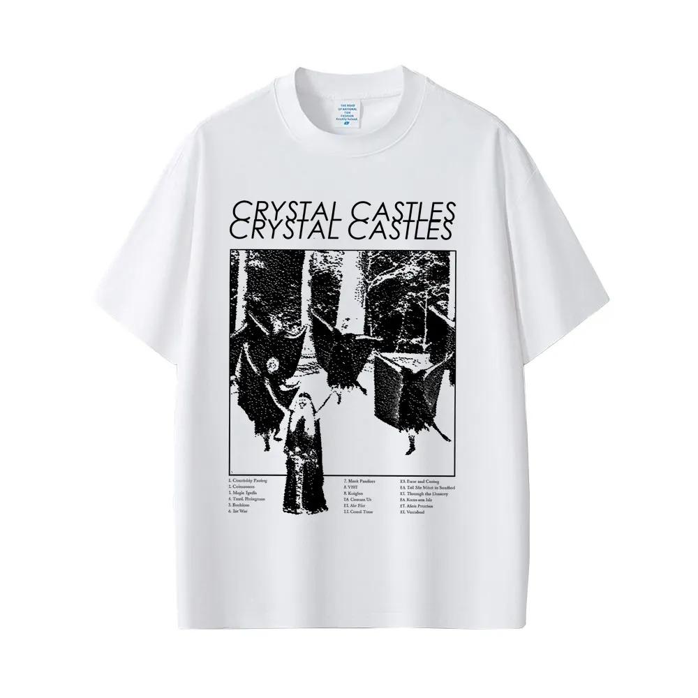 Crystal Castles Band T-shirt Men's Hip Hop Rock Oversized Short Sleeve T-shirts Men Women Vintage Electronic Punk Music T Shirts