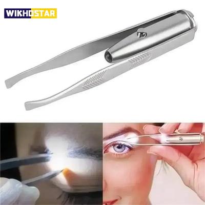 1 Stück Tragbare Edelstahl Smart Design Augenbrauenhaarentfernung Pinzette mit LED-Licht Make-up Werkzeug