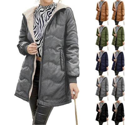Modischer dicker Langarm-Mantel Jacke Damen Unifarbe