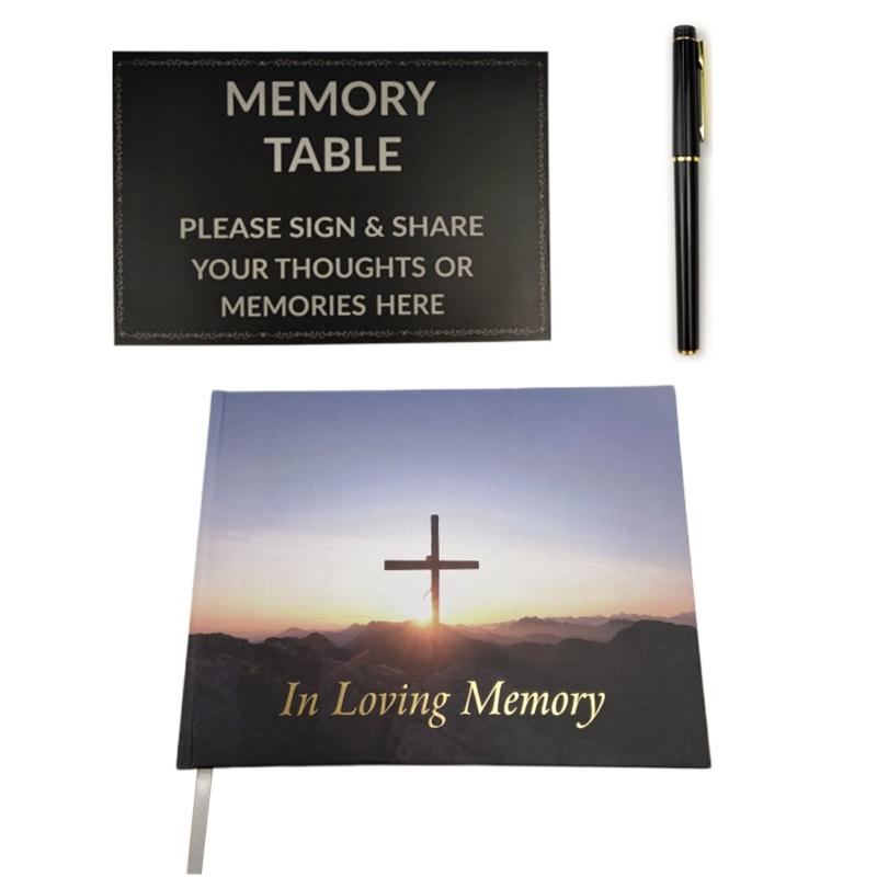 Funeral Guest Book Pen and Table Sign Included Signature and Memory Book In Loving Memory 84 Pages Guest Book Table Sign